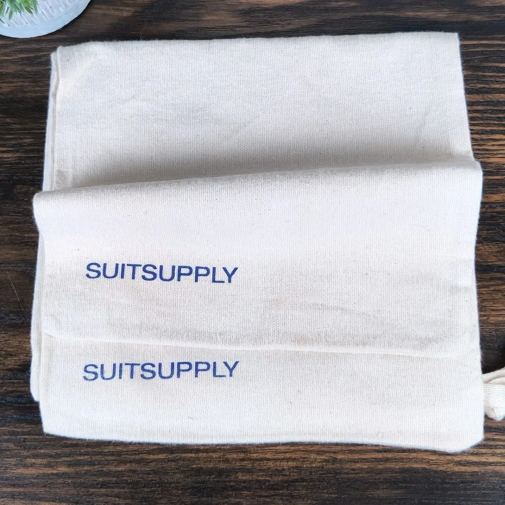 Set 2- SUITSUPPLY Beige‎ Canvas Drawstring Dust Bags Shoe Garment Travel